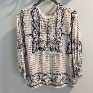 Maeve Anthropologie Heart Patterned Morgan Top Size XS